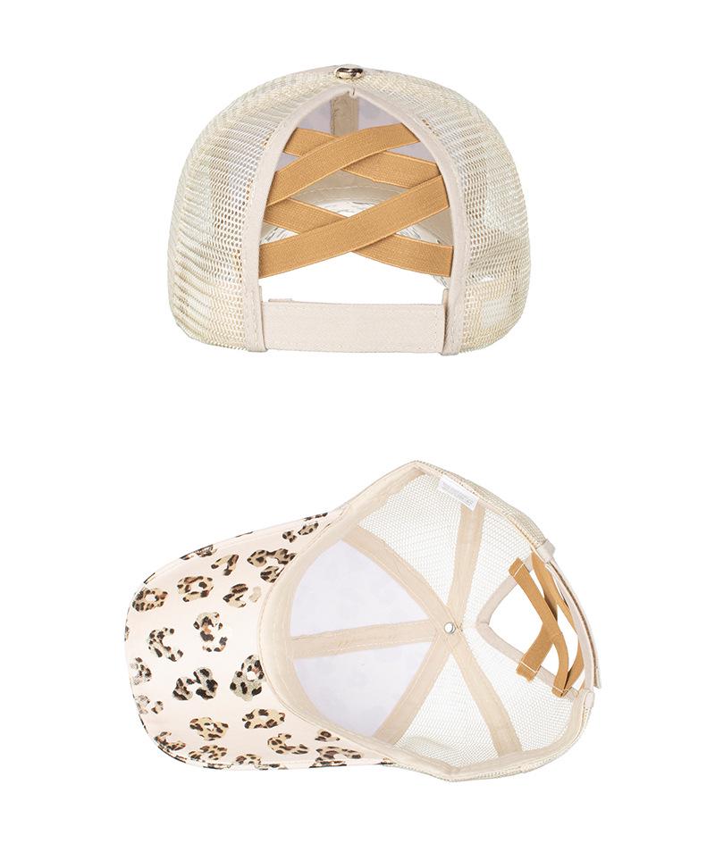 Women's Leopard Print Mesh Ponytail Baseball Cap - Duckbill Sun Hat for Spring/Summer