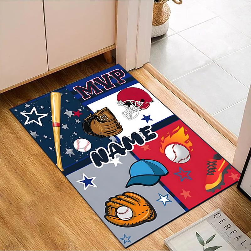 Custom Name Play Basketball Rug for Living Room, Game Rooms, Office, Bedroom, Floor Mat Playful Design, fan gifts Christmas decor
