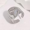 Stainless Steel Pleated Heart Open Ring for Women Men Simple Vintage Geometric Finger Ring Casual Versatile Couple Jewelry Gift