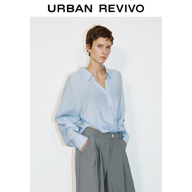 UR 2025 Spring Women s Twisted Pleat Oversized Blouse S