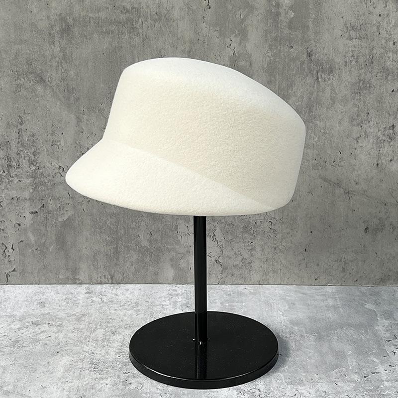 Autumn Winter French Retro Top Fedora Hat Foreign Short Brim Wool Beret Cap Retro Dome Woolen Equestrian Hat Hard Form