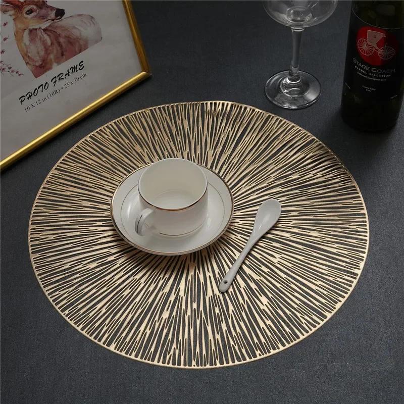 Round Firework Shape PVC Placemat Hollow Table Mats Coaster Pads Heat-Resistant Wipeable Waterproof Anti-Slip Pad Home Decor
