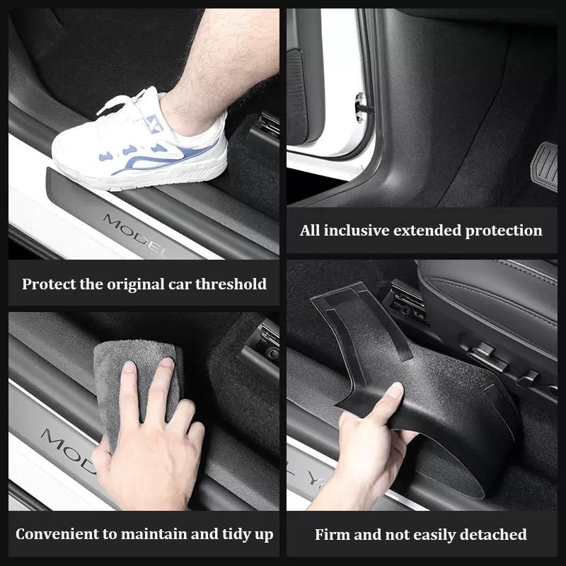 Door Sill Protector Pad For Tesla Model YL 6-Seater TPE Front Rear Door Sill Anti Scratch Dirt Resistant Guard Panel Accessories
