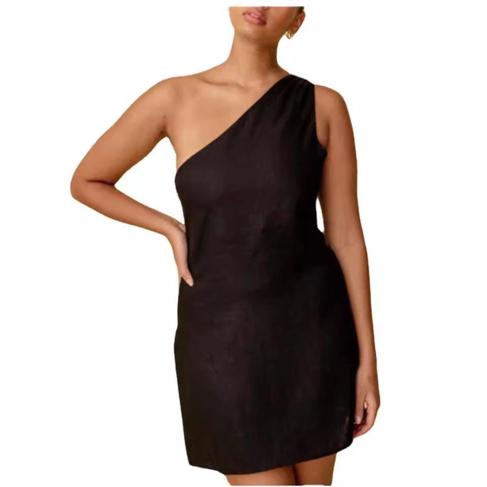 2026 Damen Schlankes One-Shoulder Sommerkleid - Eleganter Europäischer & Amerikanischer Stil Rock
