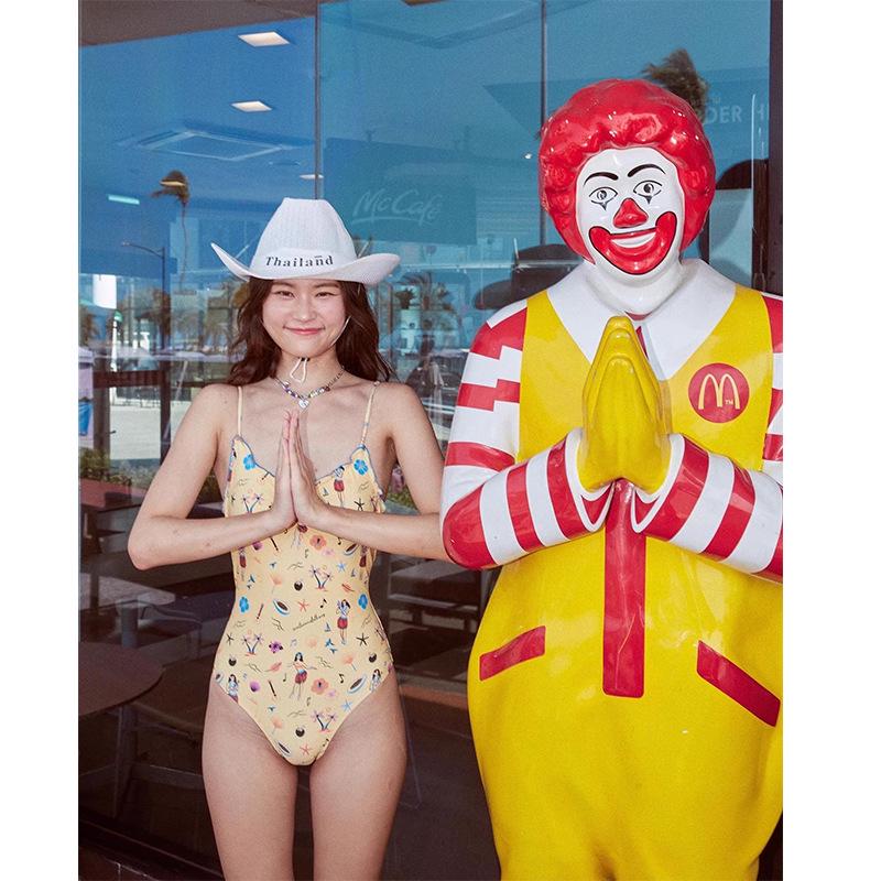 

Тайский женский сексуальный сдельный купальник с цветочным принтом и комплект из трех предметов с завышенной талией XL