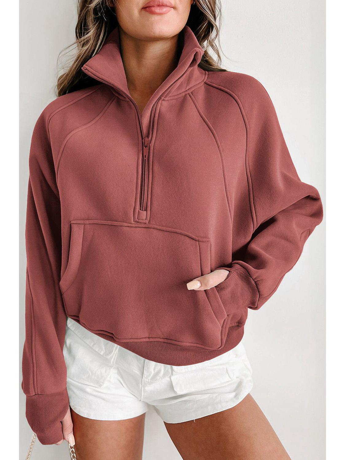 

2024 Autumn Women s Solid Color Stand-up Collar Sweatshirt: European & American Style, Versatile, Casual, Long Sleeve, Loose Top Extra Large