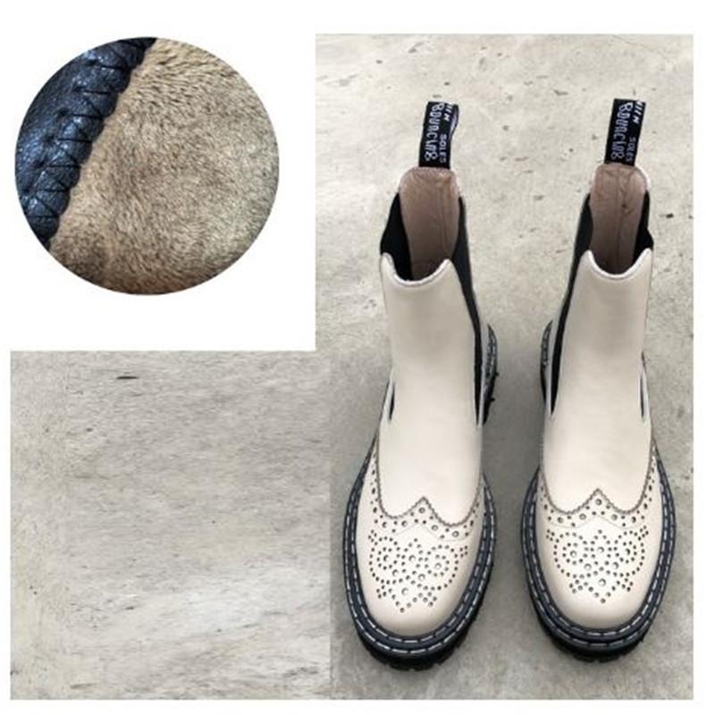 Fashion 2025 autumn/winter leather round toe women boots ankle boots women's leather boot British style women shoes boots for women