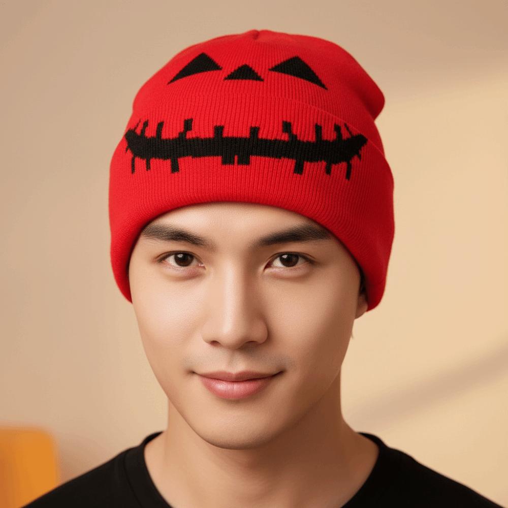 Pumpkin Orange Halloween Knitted Cap Knitted Fabric Hip Hop Skullcap Daily Commute