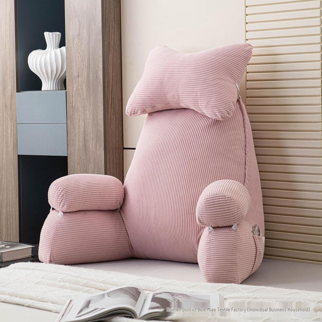 Corduroy Headboard Cushion: Soft Upholstered Lumbar Support & Neck Protection Pillow for Reading in Bed or Dorm