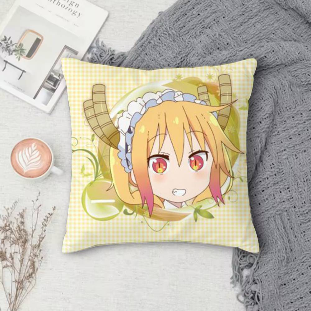 MMiss Kobayashis Dragon Maid Doublesided Printed Square Decorative Cushion Cover for Sofa Living Room Home Decor