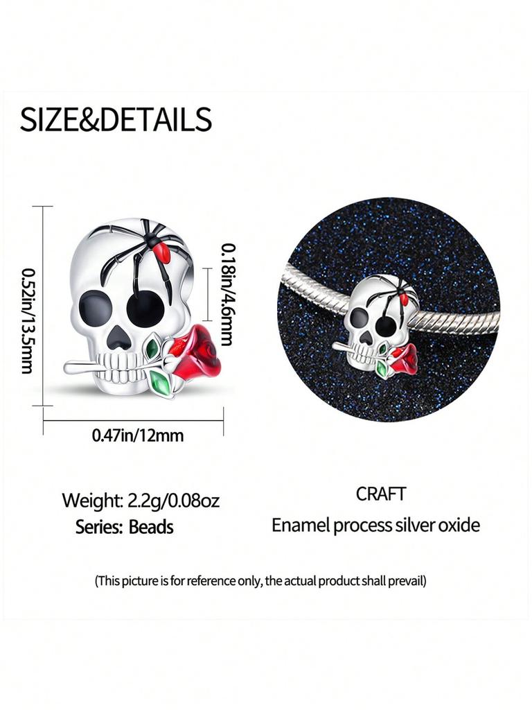 Charms Plata Halloween Sun Rose Skull Beads Charm Copper Plated Fit Copperoriginal Bracelet For Jewelry Making Diy Charm