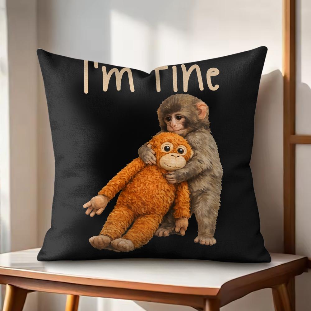 punch monkey Cushion Cover Natural Linen Organic Fabric DoubleSided Printing Couch Pillow Covers Home Decor