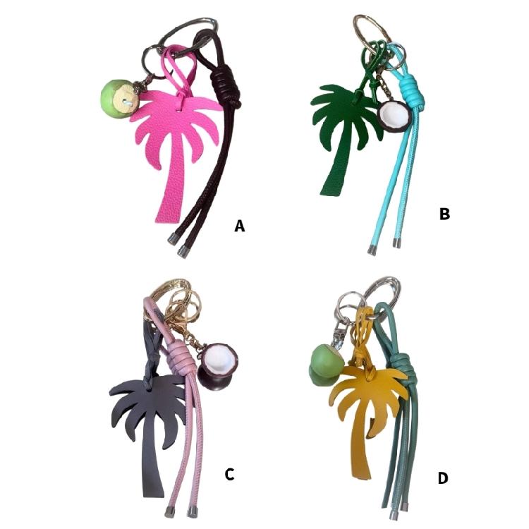 Colorful Coconut Tree Keyring Travel Accessory Alloy And Leather Rope Keychain With Summer Island Accent