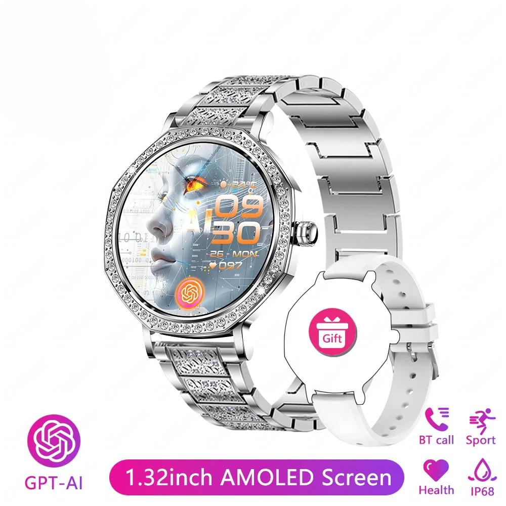 1.27 inch  Screen Fashion Ladies Smart Watch Screen Always Display Bluetooth Call Smartwatch Metal Body Small Screen Watch