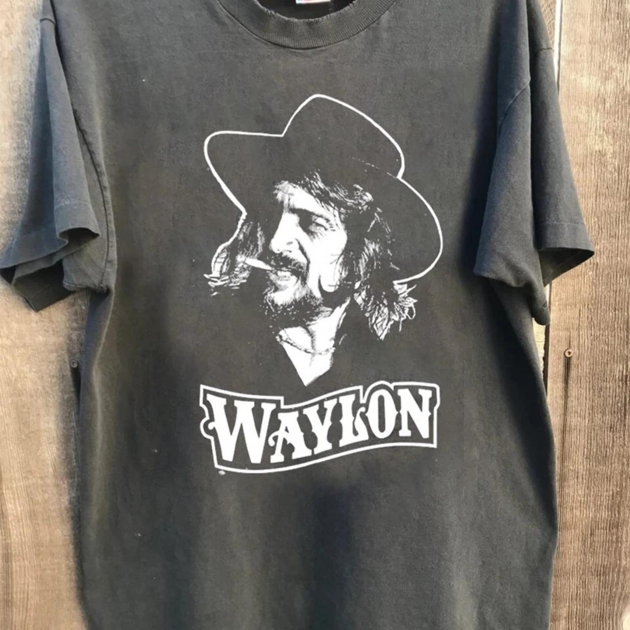 Waylon Jennings 1984 Concert Tour Chacoal Color Reprint Shirt AN65111 S