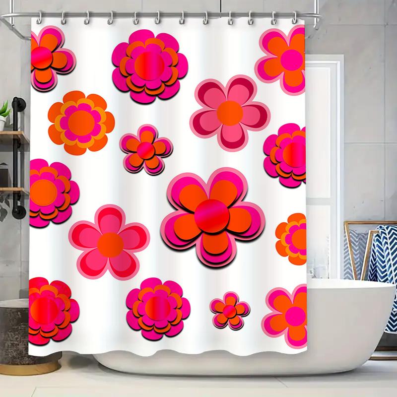 

Bright Pink Poppy Shower Curtain With White Background Modern Bathroom Decor For Home Decor Kitchen W60H190(CM)-1 Pcs
