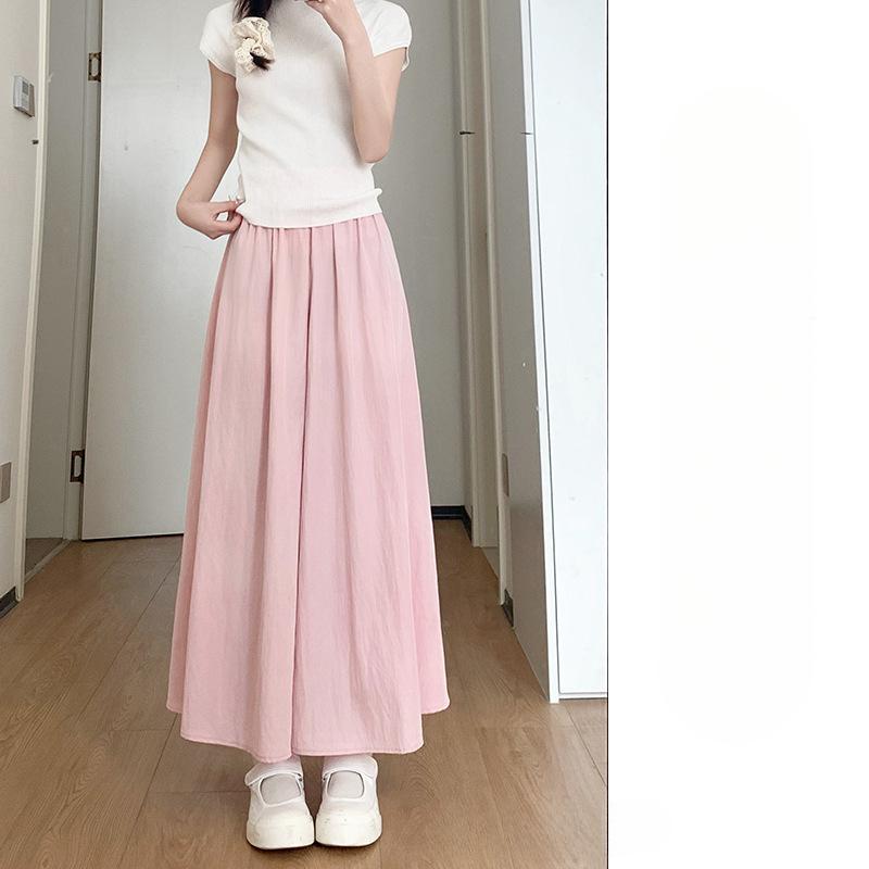 High Waisted Solid Color Casual Women's Long Pleated Wide Leg Pants
