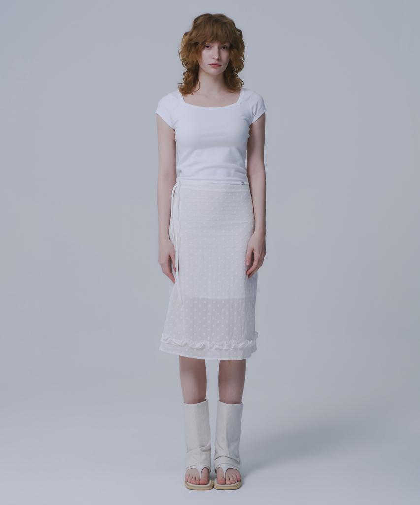 War For Woman Wsk-06 Jacquard Midi Skirt_White