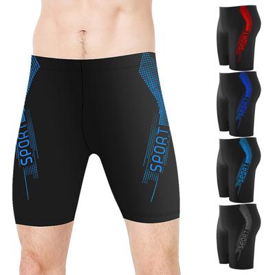 Costume da bagno da uomo con coulisse interna, vita media, design aerodinamico, patchwork di colore, stampa di lettere, pantaloncini da bagno, abbigliamento da spiaggia
