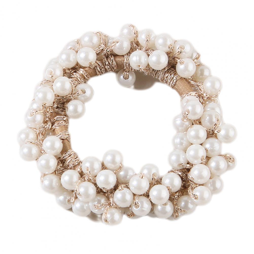 Colorful Faux Pearl Hair Rope High Elastic Rubber Band Hair Tie Women High Ponytail Holder Hair Accessory