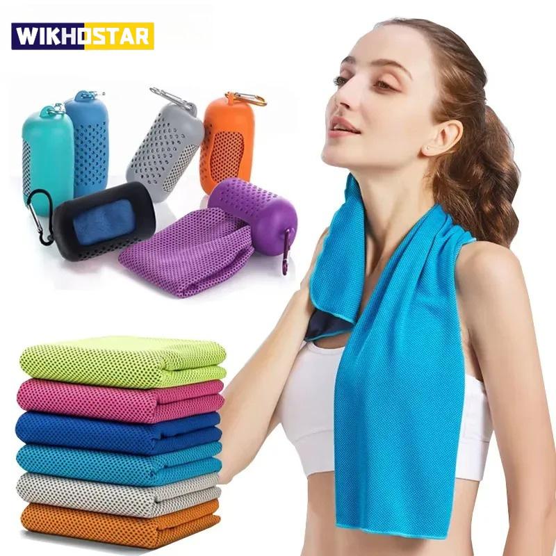 Outdoor Mikrofaser Schnelltrocknend Sport Kühlendes Eistuch Kaltes Sporttuch Fitness Kühlhandtuch Camping