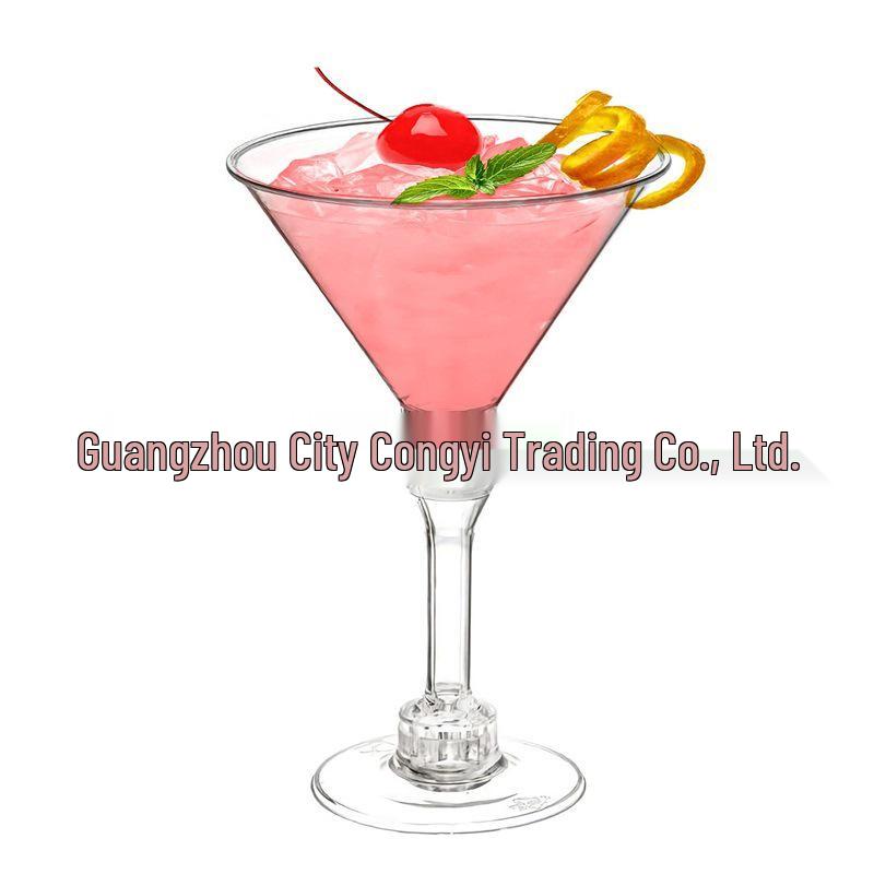Detachable Red Wine Dessert Cup with High Stem - Disposable Plastic Champagne Flute for Weddings or Pudding Mousse.