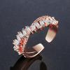 Chic Adjustable Copper Ring With Unique Wave Shape And Shimmering Zircon Stone