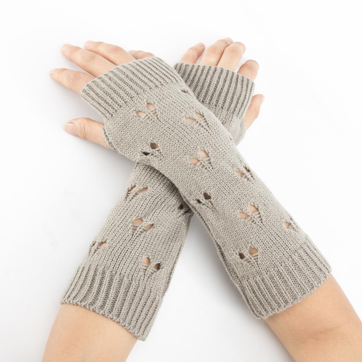 

Love Knitted Wool Warm Pile Arm Sleeves Autumn and Winter New Men s and Women s Mid Length Ski Fingerless Sleeves