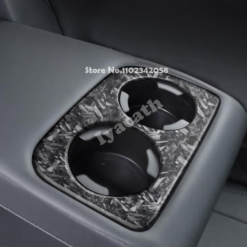 For Subaru Forester 2024 2025 2026 ABS Carbonfiber Interior Center Conlose Rear Row Seat Water Cup Holder Panle Cover Sticker