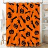 Halloween Orange Shower Curtain with Spooky Pumpkins Ghosts Decorative Bathtub Cover for Halloween Party Decoration Supplies In