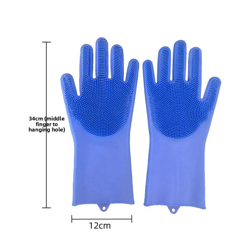 Pet household bath gloves silicone anti-scalding dishwashing gloves kitchen durable housework waterproof gloves