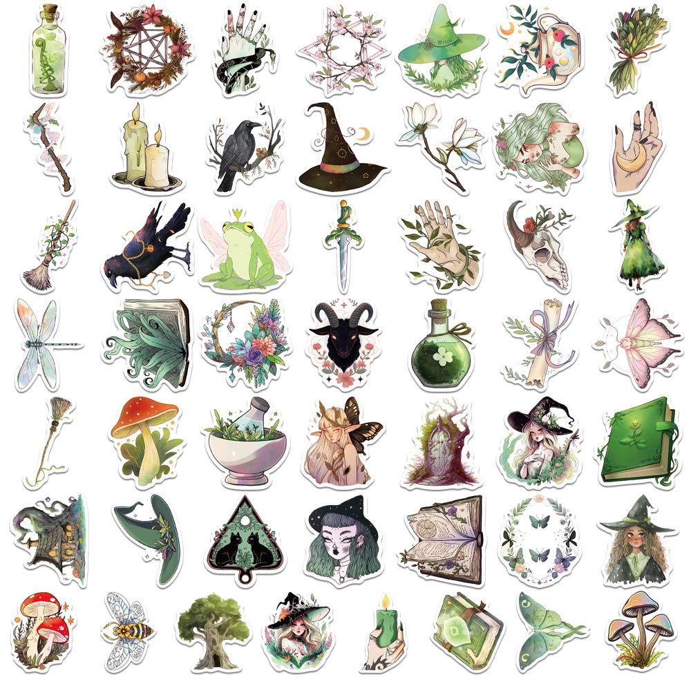 50PCS Kawaii Forest Witch Decoration Scrapbooking PVC Sticker Aesthetic Korean Stationery School Supplies