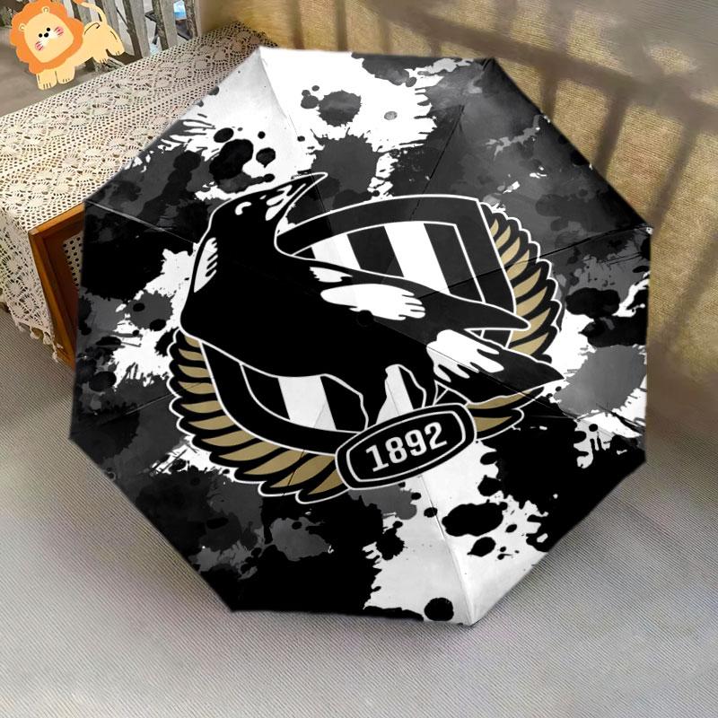 1 PC Automatic Folding Umbrella - Collingwood Football Club Pattern, Portable & Foldable Design with 8 Ribs, Christmas Birthday Gifts