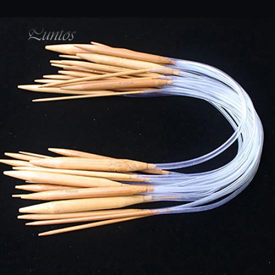 Set di ferri da maglia circolari in bambù carbonizzato con tubo da 18 misure 40/60/80/100/120 cm