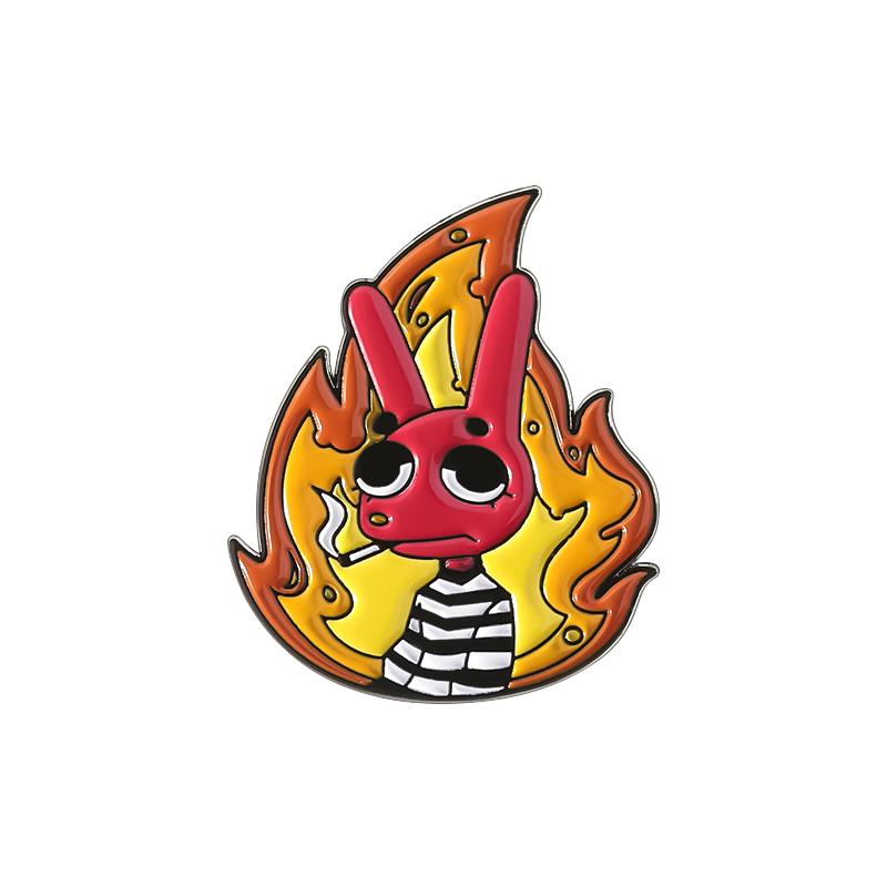 Humor Comedy Anime Movies Character Enamel Pins Cartoon Red Eared Rabbit Brooch Backpack Lapel Badge Jewelry Gifts for Friend