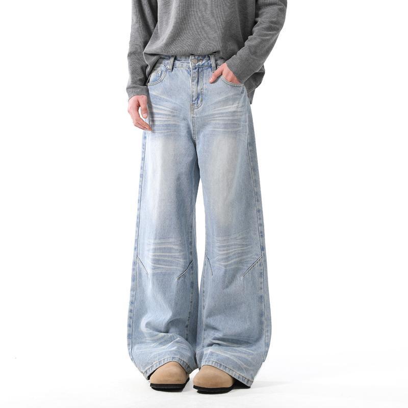 

Unisex Light Blue Jeans: Trendy, Loose-Fit, Versatile, High-Street Style for Spring and Autumn M світло-синій колір