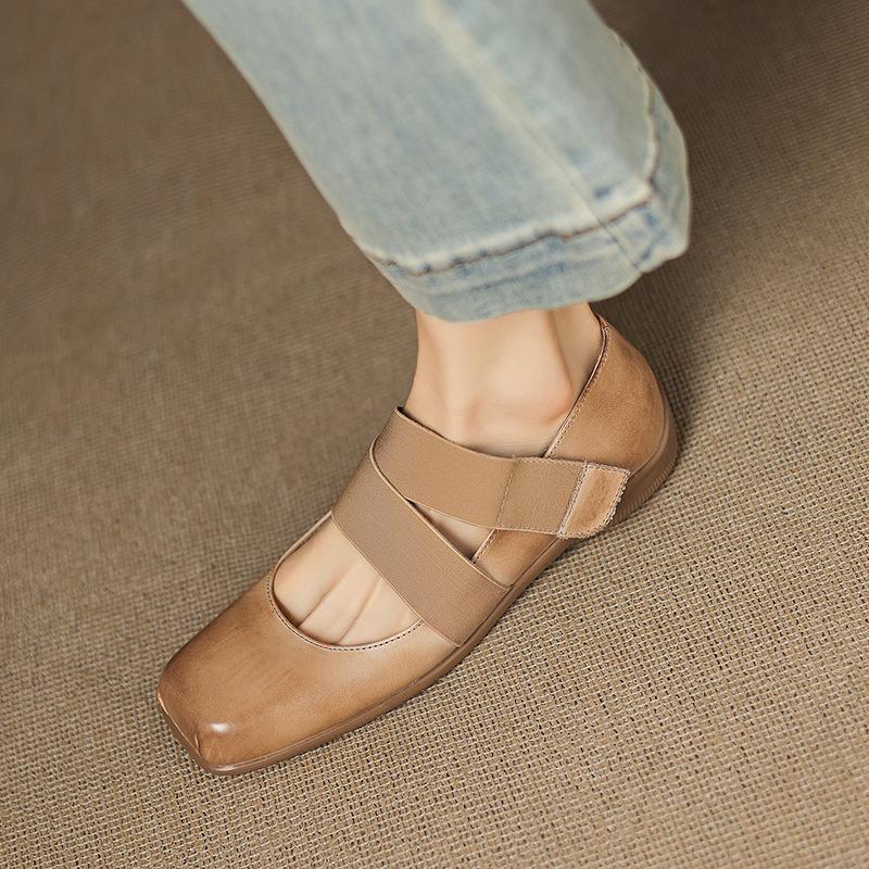 Fashion 2025 New Fashion Women Pumps Shoes Low-heel Retro Genuine Leather Party Mary Jane Autumn Square Toe Shoes Dress Heels Women