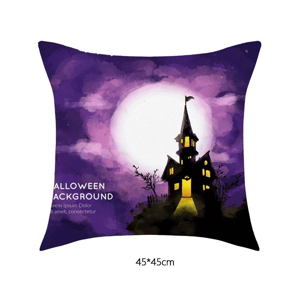 Castle Bat Pattern Halloween Pumpkin Pillowcase Printing Halloween  Cushion Cover Horror   Car