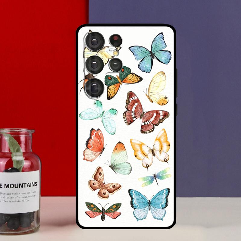 Butterfly Flower Funda Case For Samsung Galaxy S25 Ultra S9 S10 S20 S21 S22 Plus S23 FE S24 Ultra Phone Cover
