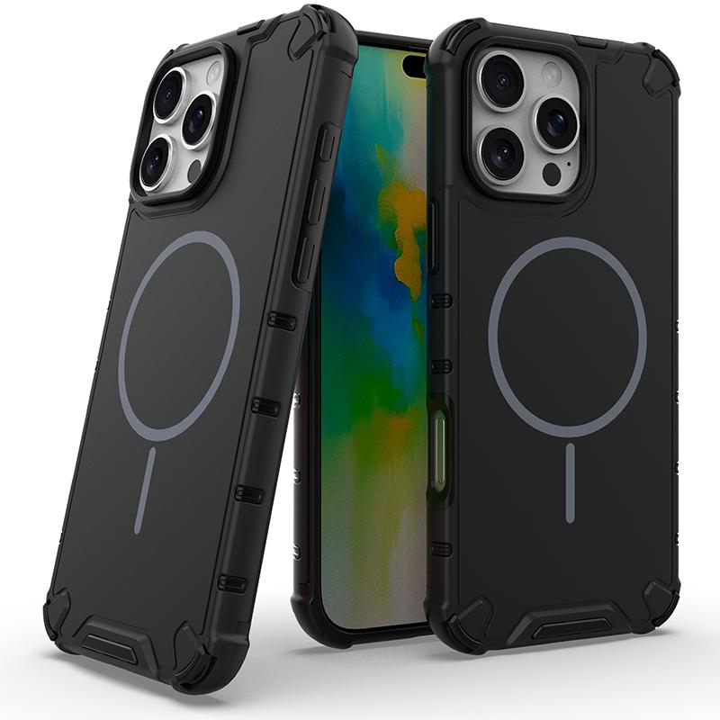 Anti-slip Bumper Armor Magnetic Magsafe Cover For iPhone 16 15 14 13 12 11 17 Pro Max 14 15 Plus Military Shockproof Phone Case
