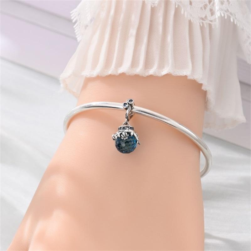 copper Sea Blue Crystal Sea Creature Pendant Dolphin Charm Compatible With Authentic Charm Bracelets Women Do It Yourself Jewellery Gift