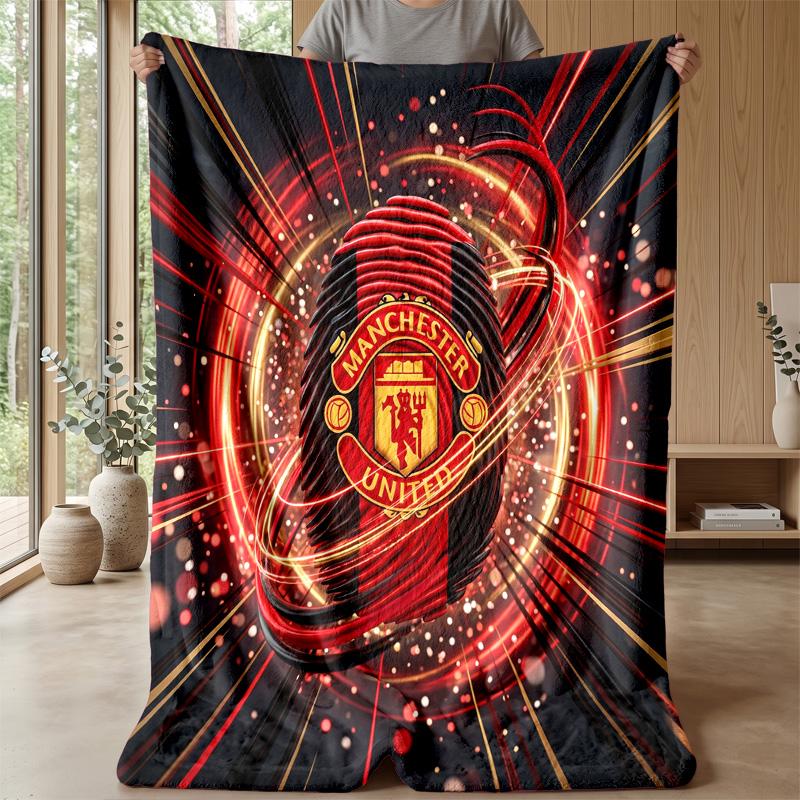 Manchester United Theme Blanket Soft Flannel Blanket Plush Throw Blanket Cozy Sofa Bed Blanket for Home Decor