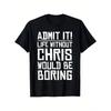 Chris Name Personalized Birthday Funny Chris First Name Joke Unisex-Adults Black Blend T-Shirt,, Gift For Men Women Dad Mom Friends, S-Xxxl, Black