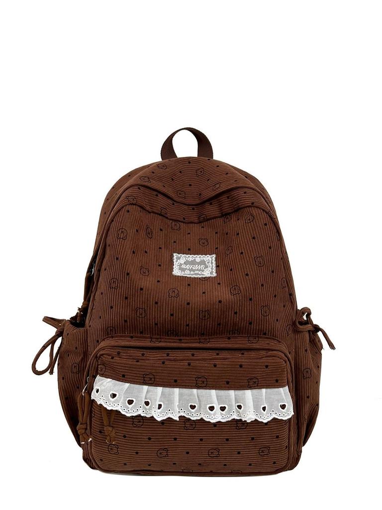 College Style Youth Travel Backpack For Girls With Nylon Material And Cartoon Pattern