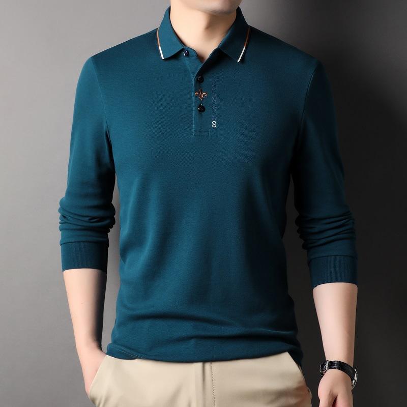 Lapel Long-sleeved T-shirt Men's Embroidered Trendy T-shirt Spring and Autumn New Men's Polo Top