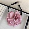 Gothic Fabric Flower Choker Necklace Exaggerated Floral Pattern Pendant Clavicular Chain Charm for Parties and Weddings