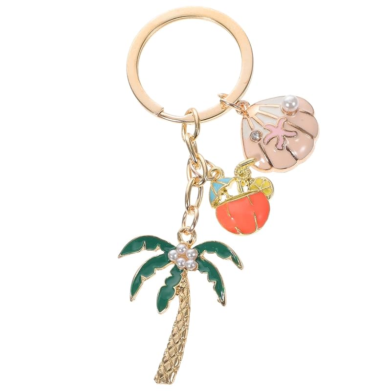 

[LIFKOME] key ring Fashionable cute gold Hawaiian coconut tree coconut shell pendant zirconia Sparkling key ring birthday present