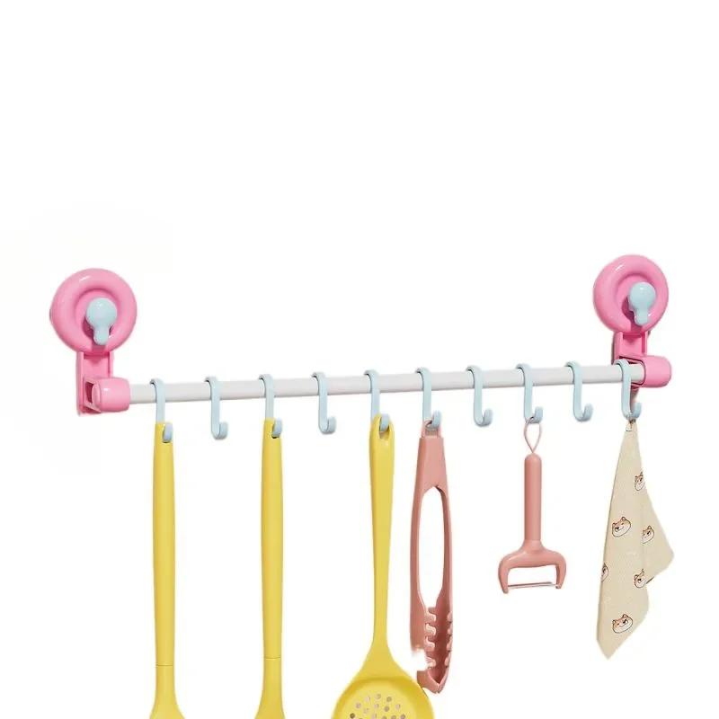 Dopamine Track Hook Suction Cup Kitchen Cabinet Door Invisible Hook Freely Adjustable Suction Cup with Row Hook