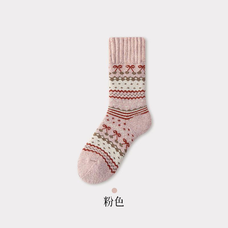 Wool Super Thick Retro Terry Socks Ethnic Wind And Snowflake Winter Warm Home Socks Floor Socks Sleep Socks