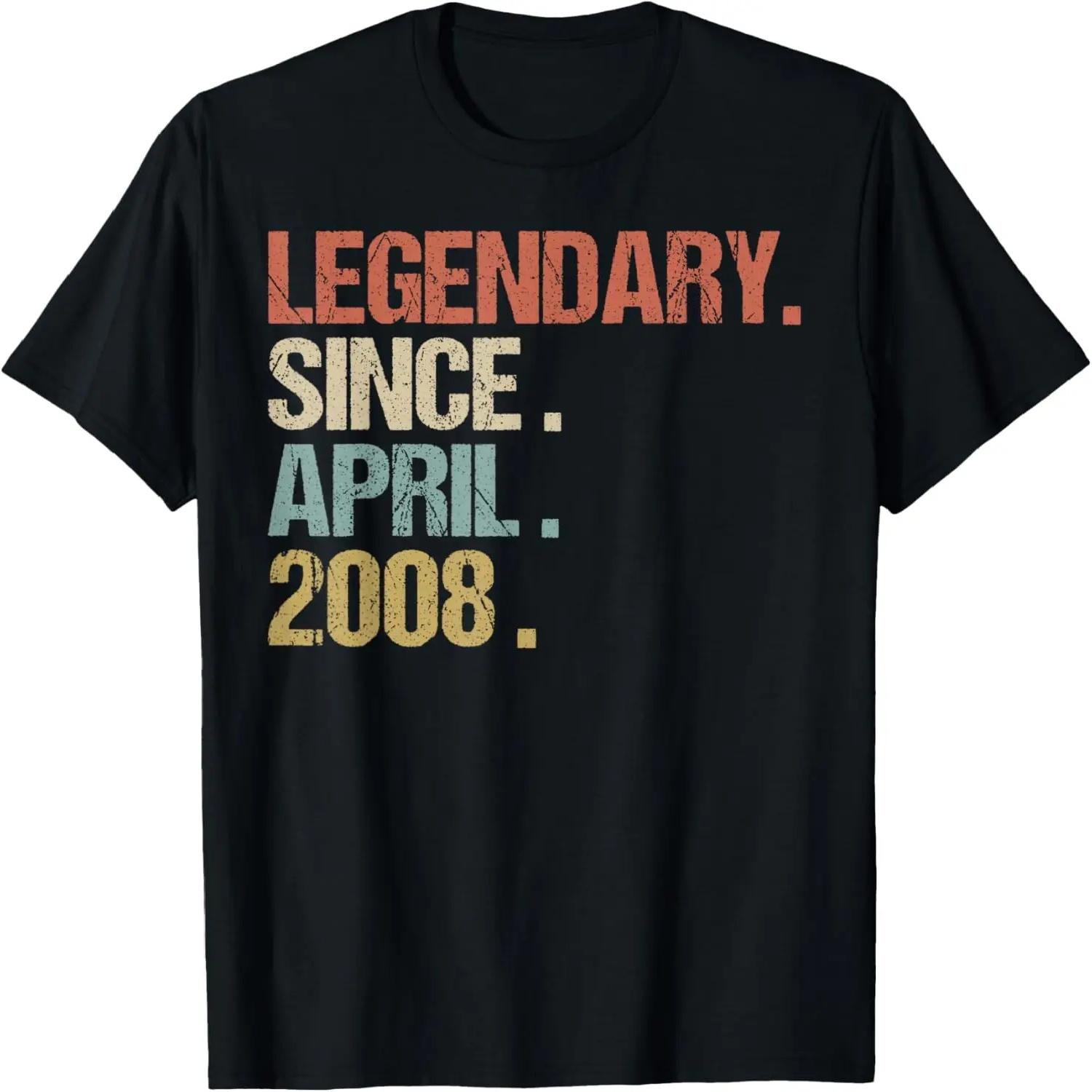 11th Birthday Gift Legendary Since April 2008 Shirt Retro T-Shirt S